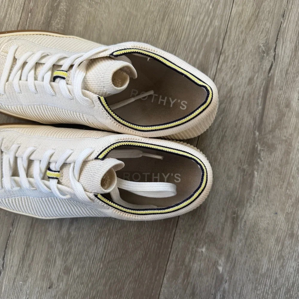 Rothy's The Lace Up Vanilla Low Top Sneaker Women's 9 Mesh Tennis